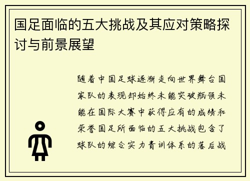 国足面临的五大挑战及其应对策略探讨与前景展望